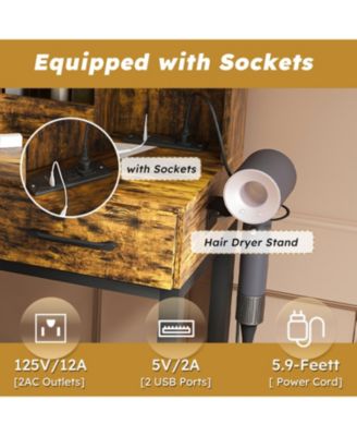 LED Lighted Makeup Vanity Table with Drawers & Chair