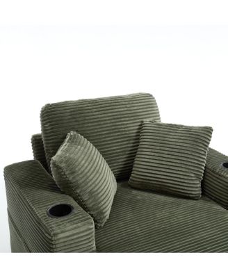 Corduroy Chaise Lounge Sofa, Detachable Cushions, 3 Colours