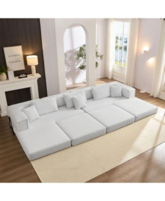 Streamdale Oversized Modular Sectional Sofa Couch Set with 6 Pillows - White