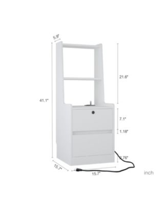 Nightstands Set of 2, Charging, Night Light, Bookshelf, Storage