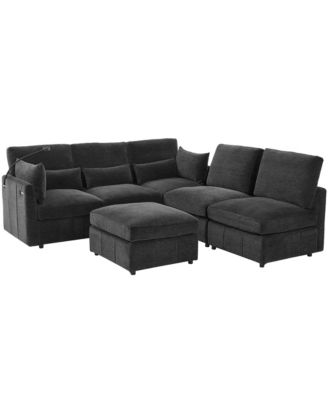 Streamdale Modern Sectional Sofa U-shaped Couch w/ Ottoman, USB & Phone Holder