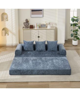 Comfy Convertible Folding Mattress Couch - Blue