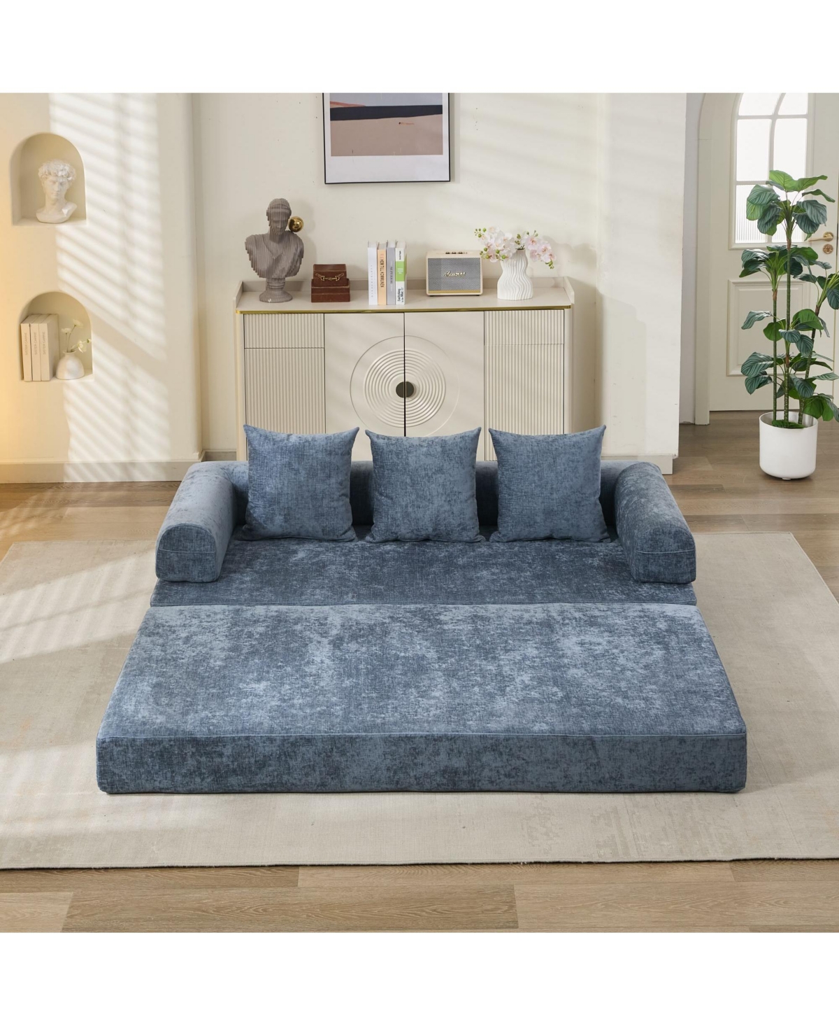 Streamdale Furniture Comfy Convertible Folding Mattress Couch - Blue