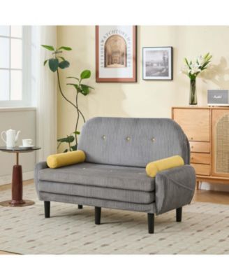 Corduroy Loveseat Sofa Bed with Storage & USB