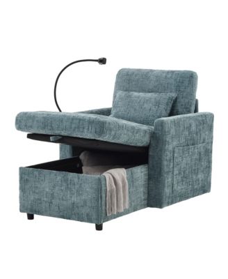 Multifunctional Chenille Recliner Sofa with Storage & Phone Bracket