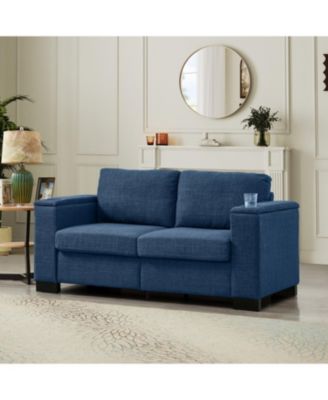 67.7" Modern Blue Loveseat with Cup Holder & Storage