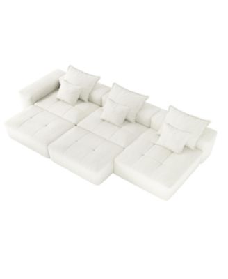Modern Chenille Sectional Sofa with 6 Pillows