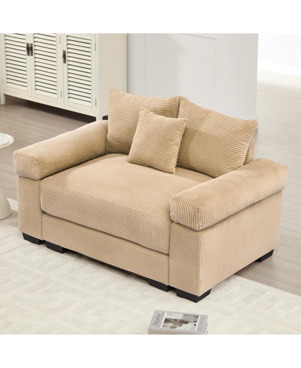 Streamdale Furniture Oversized Cloud Modular Sectional Couch, Soft Corduroy, Camel