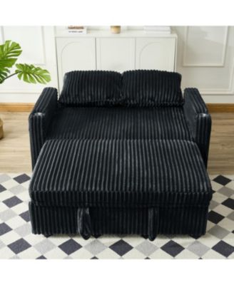 Streamdale Sleeper Sofa Couch Pull Out Bed Corduroy Love seat Black