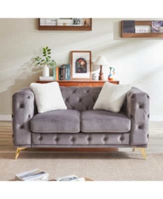 Deluxe Velvet Chesterfield Sofa with Tufted Buttons, 2 Pillows