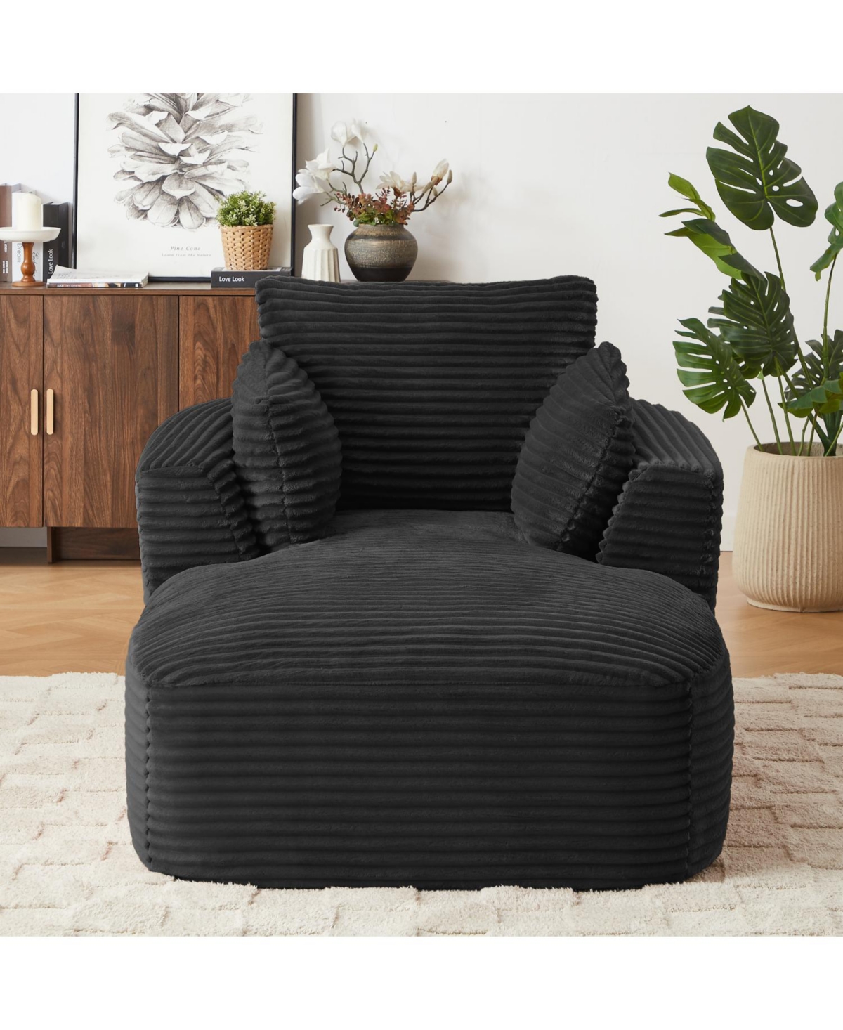 Streamdale Furniture Oversized Corduroy Chaise Lounge Sofa