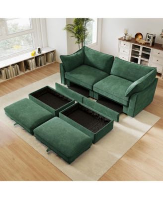 2-Seat Sofa w/Ottomans & Storage