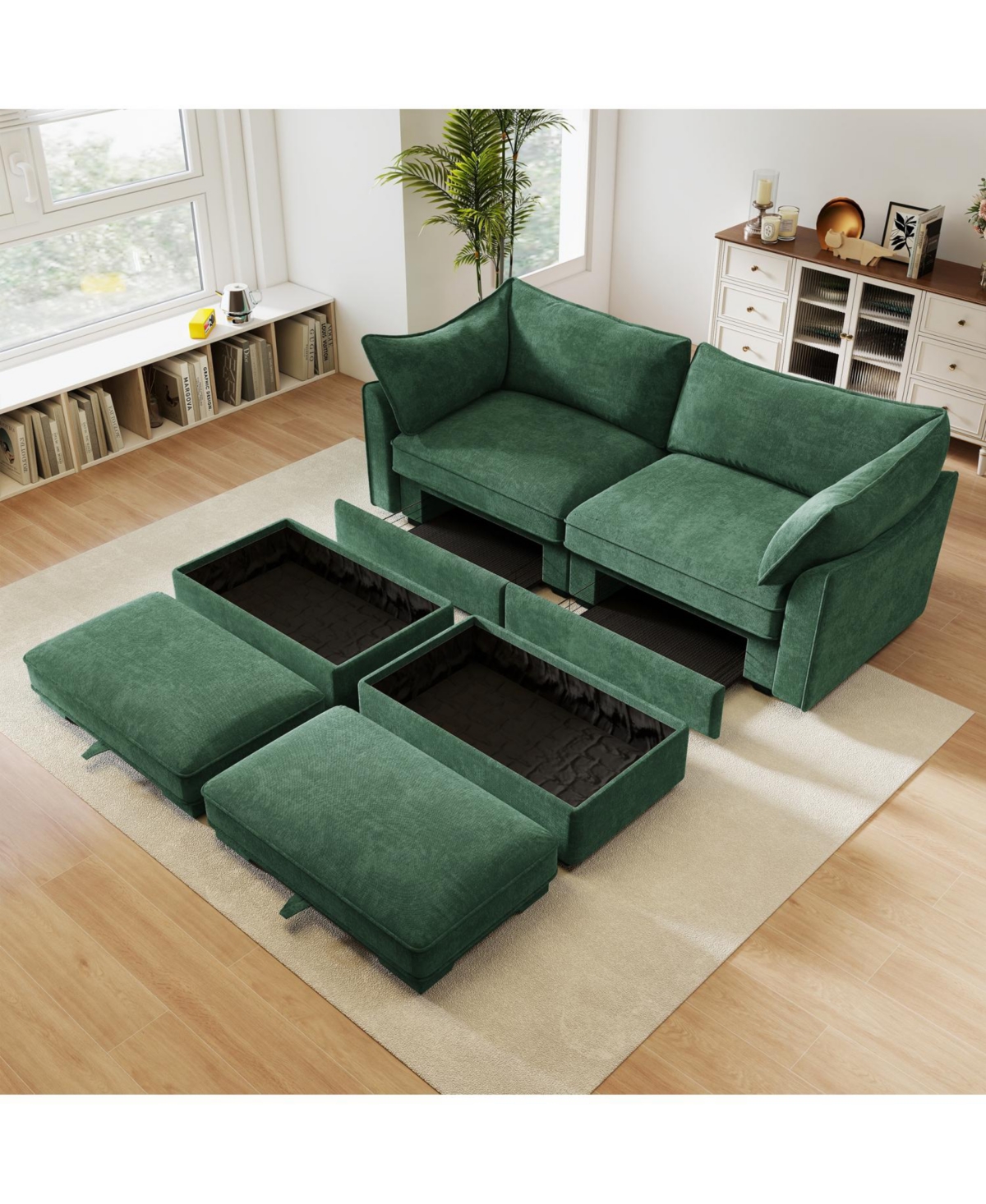 Streamdale Furniture 2-Seat Sofa w/Ottomans & Storage