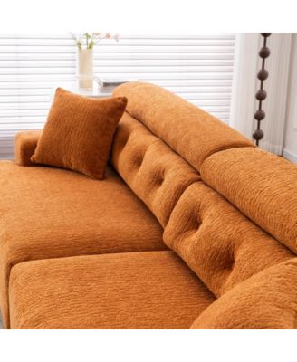 Amber Orange Chenille Sectional Sofa with Pillows
