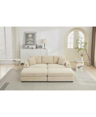  Modular Sectional Sofa Bed Set w/ Storage, USB & Cup Holders