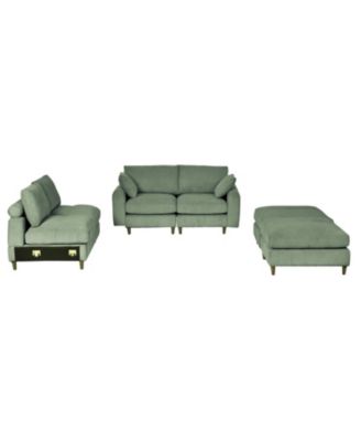 Corduroy Modular Sectional Sofa, Olive Green 6 Seat