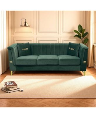 Gold Leg Sherpa Sofa - Modern 3-Seater Couch
