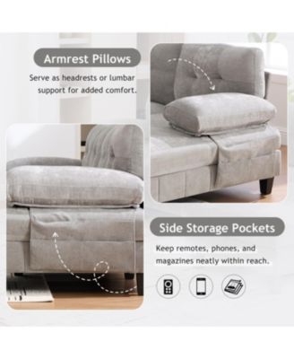 U-Shaped Chenille Sectional Sofa with Dual Chaise & Storage