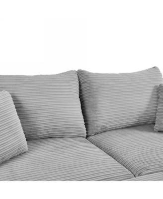 Modern 3-Seater Sectional Sofa w/ Storage, Ottomans, USB, Cup Holders - Grey