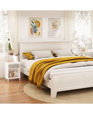 Wooden Nightstand - Gray/Silver Handle