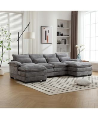 Chenille U-Shaped Sofa (Oversized, 4-Seater)