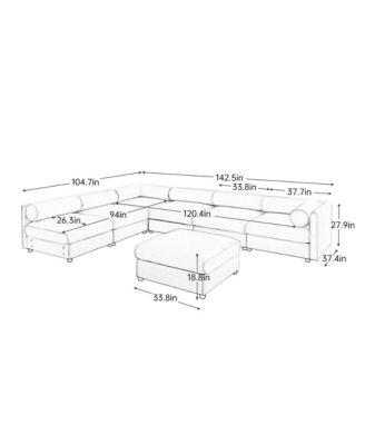 Streamdale Modern White Chenille Modular Sectional Sofa with Storage
