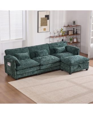 Streamdale Oversized Sectional Sofa Cloud Couch w/ Ottoman, USB & Phone Holder