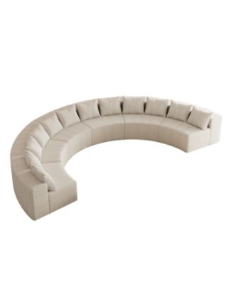 Corduroy Curved Sectional Sofa with 12 Pillows (6 Modules)