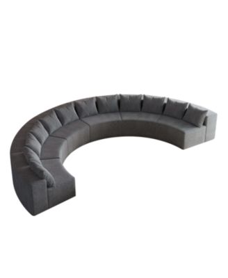 Corduroy Curved Sectional Sofa with 12 Pillows (6 Modules)