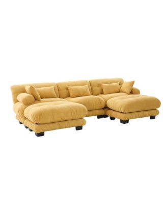 Pelletized Velvet Cloud Couch w/ 2 Ottomans & 3 Seater Sofa