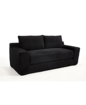 Memory Foam L-Shaped Corduroy Sofa - Convertible, Compact Couch (Black)