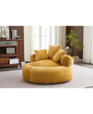 Chenille Bean Bag Chair with Filling - Indoor/Outdoor (Yellow)