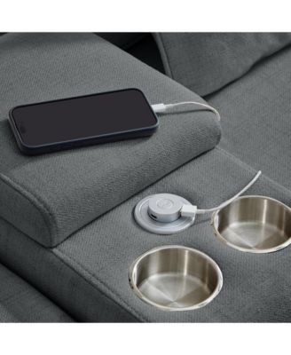 Streamdale 114" Sofa w/ Console, Cupholders, USB Ports, Pillows - Dark Gray