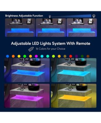 LED Nightstand Bedside Table with 2 Drawers