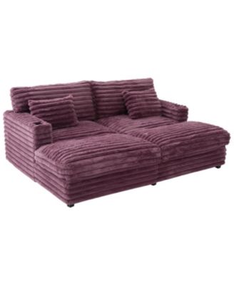 Oversized Chaise Lounge Sofa Bed with USB & Cup Holders