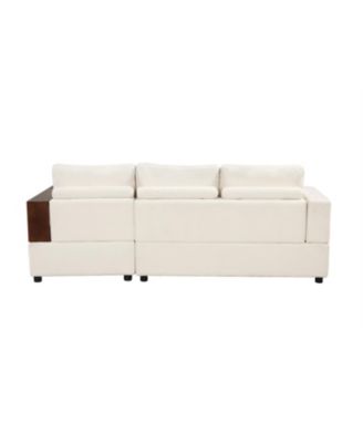 87.4" Sectional Sofa Couch with Reversible Armrests, Beige