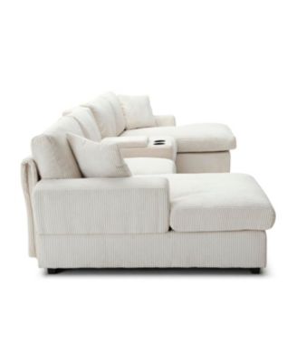 U Shaped Cloud Couch Sectional Sofa, 126" Oversized Comfy Sofa, Beige
