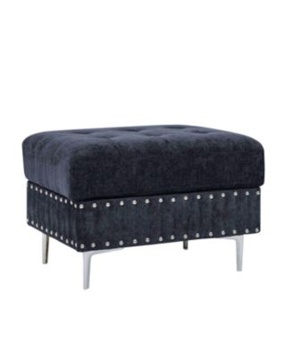 Navy Sectional Sofa with Reversible Chaise, Ottoman & Pillows