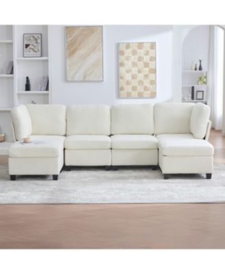  Modular Sectional Sofa- Convertible 6-Seat Couch with Chaise & Ottoman