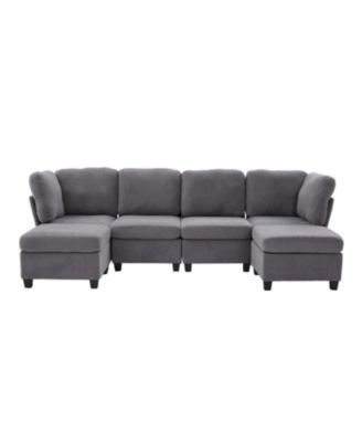 Modular Sectional Sofa- Convertible 6-Seat Couch with Chaise & Ottoman