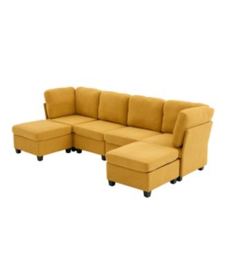 Modular Sectional Sofa- Convertible 6-Seat Couch with Chaise & Ottoman