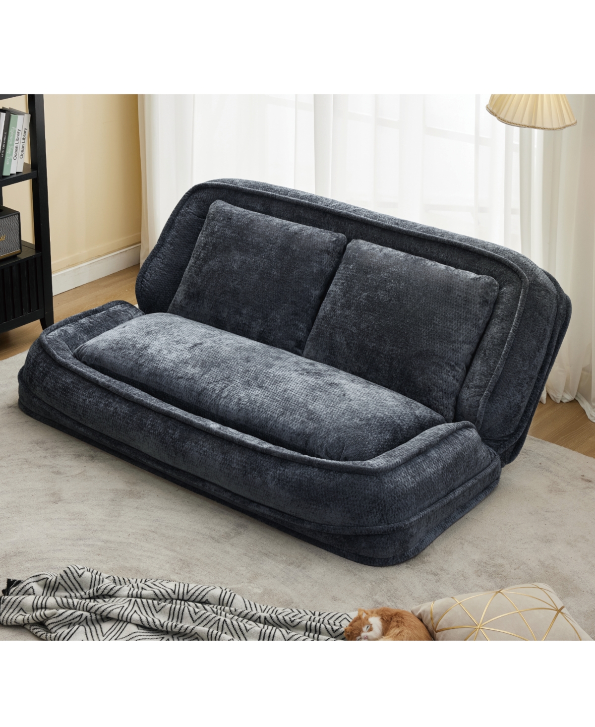 Streamdale Furniture Double Dog Bed Sofa Couch, Extra Large, Adjustable, Chenille, Dark Gray