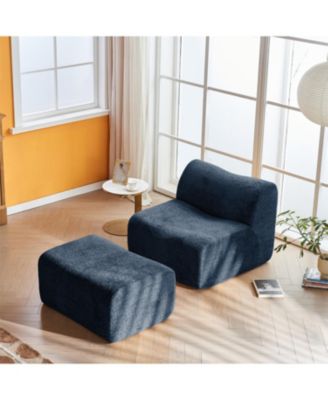 Single Foam Sofa Chair with Footrest & Pillow
