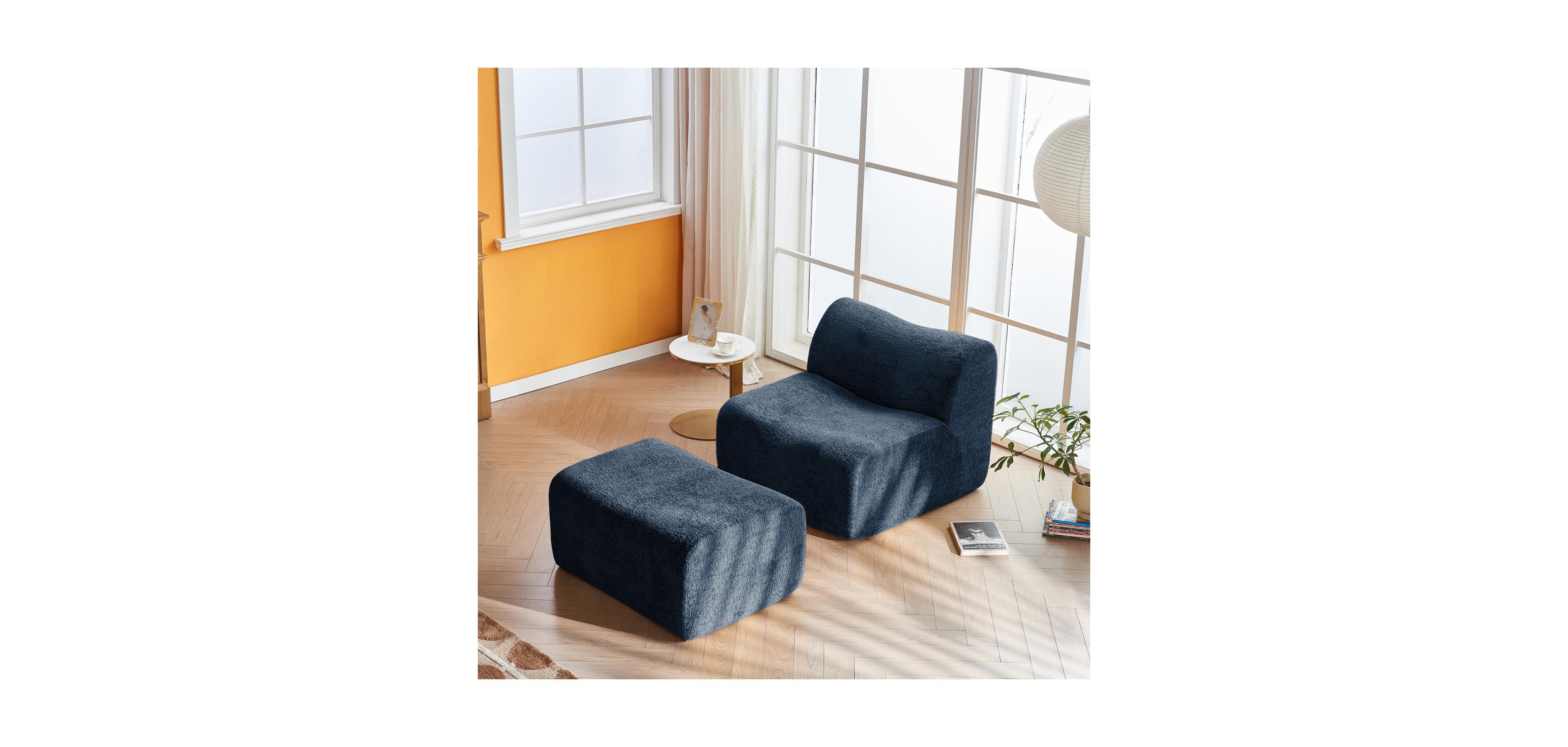 Streamdale Furniture Single Foam Sofa Chair with Footrest & Pillow