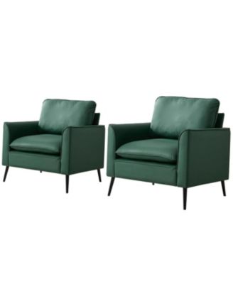  Cat Paw Green Leather Sofa & Chair Set