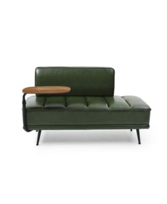  55" Green Faux Leather Bed Bench with Swivel Tray & Metal Legs