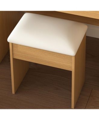 Streamdale Vanity Table with LED Mirror, Power, Hairdryer Holder & Stool - Compact Desk (Wood)