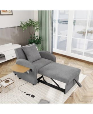 Convertible Chair Bed- 3-in-1 Pull-Out Sofa with USB & Desk