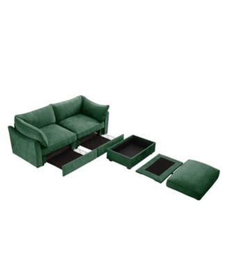 2-Seat Sofa with Ottoman & Storage