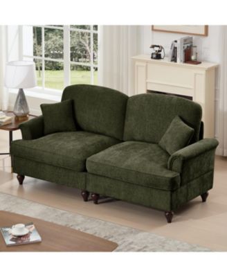 Mid Century Chenille Loveseat Sofa with Flared Arms